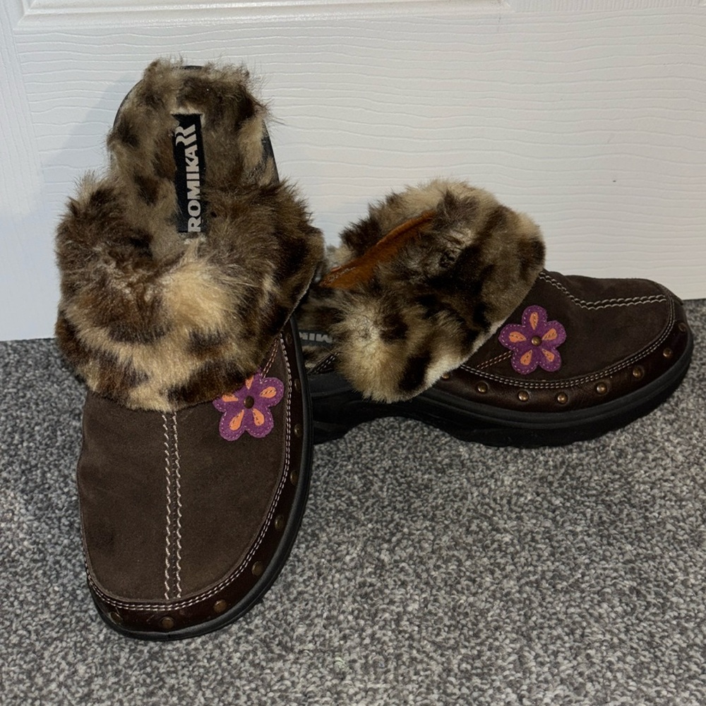 ROMIKA faux fur lined flower clogs women’s eur 40/ US 9.5 - Picture 4 of 8